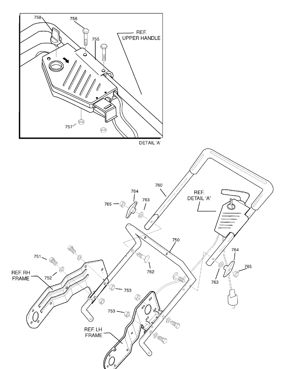 Handle Assembly Diagram and Parts List for 1695716 2009 Briggs and Stratton Snow Blower